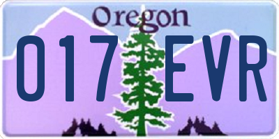 OR license plate 017EVR