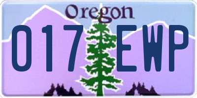 OR license plate 017EWP
