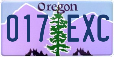 OR license plate 017EXC