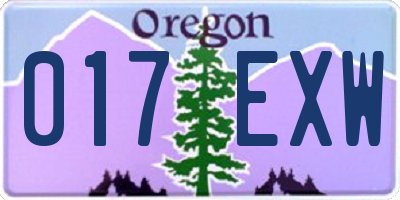 OR license plate 017EXW