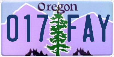 OR license plate 017FAY
