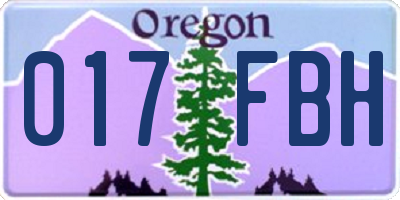 OR license plate 017FBH