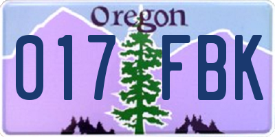OR license plate 017FBK