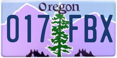 OR license plate 017FBX