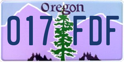 OR license plate 017FDF
