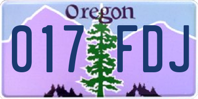 OR license plate 017FDJ