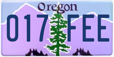 OR license plate 017FEE