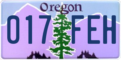 OR license plate 017FEH