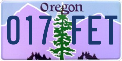 OR license plate 017FET