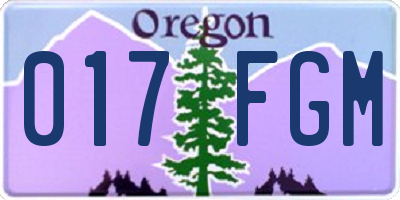 OR license plate 017FGM