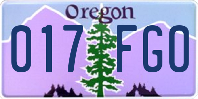 OR license plate 017FGO