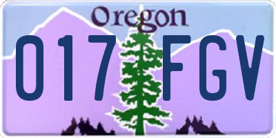 OR license plate 017FGV