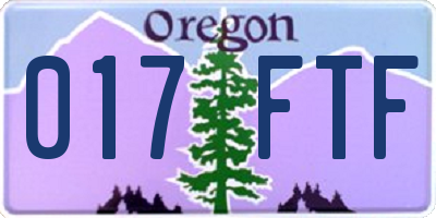 OR license plate 017FTF