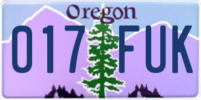 OR license plate 017FUK