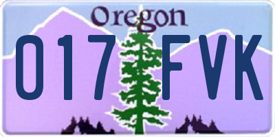 OR license plate 017FVK