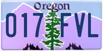 OR license plate 017FVL
