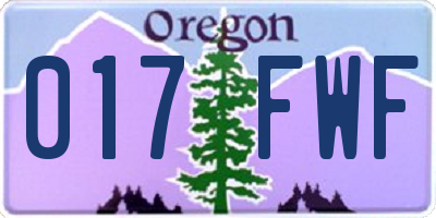 OR license plate 017FWF