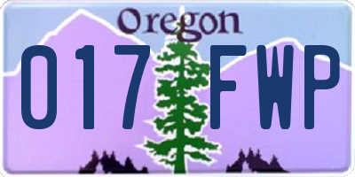 OR license plate 017FWP