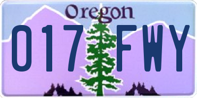 OR license plate 017FWY