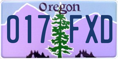OR license plate 017FXD