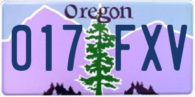 OR license plate 017FXV
