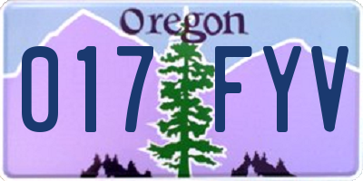 OR license plate 017FYV