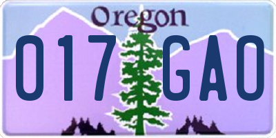 OR license plate 017GAO