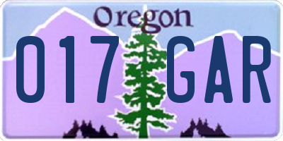 OR license plate 017GAR