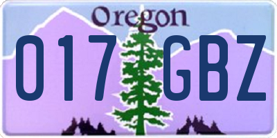 OR license plate 017GBZ