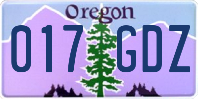 OR license plate 017GDZ