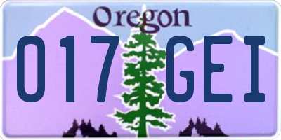 OR license plate 017GEI