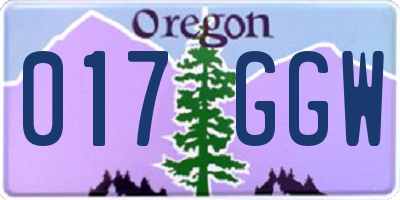 OR license plate 017GGW