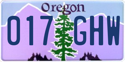 OR license plate 017GHW
