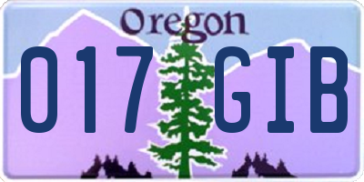 OR license plate 017GIB