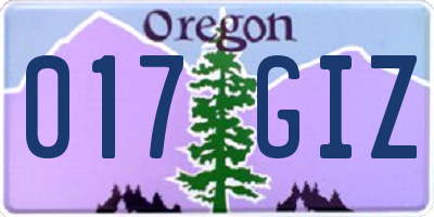 OR license plate 017GIZ