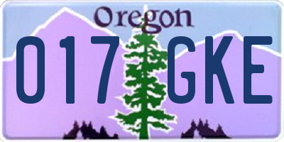 OR license plate 017GKE