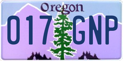 OR license plate 017GNP