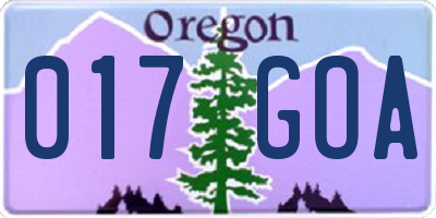 OR license plate 017GOA