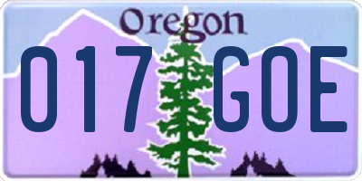 OR license plate 017GOE