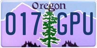 OR license plate 017GPU