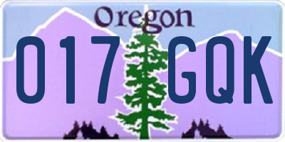 OR license plate 017GQK