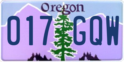 OR license plate 017GQW