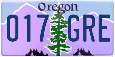 OR license plate 017GRE
