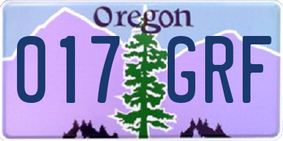 OR license plate 017GRF