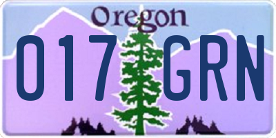OR license plate 017GRN