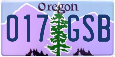 OR license plate 017GSB