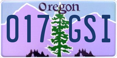 OR license plate 017GSI