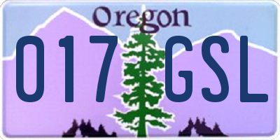 OR license plate 017GSL