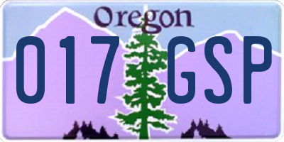 OR license plate 017GSP