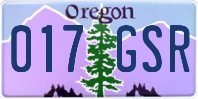 OR license plate 017GSR